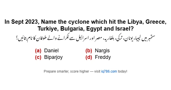 In Sept 2023, Name the cyclone which hit the Libya, Greece, Turkiye, Bulgaria, Egypt and Israel?