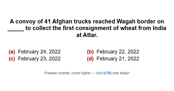 A convoy of 41 Afghan trucks reached Wagah border on _____ to collect the first consignment of wheat from India at Attar.