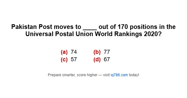 Pakistan Post moves to ____ out of 170 positions in the Universal Postal Union World Rankings 2020?