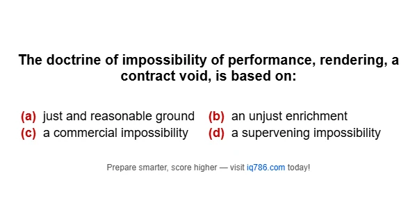 The doctrine of impossibility of performance, rendering, a contract void, is based on: