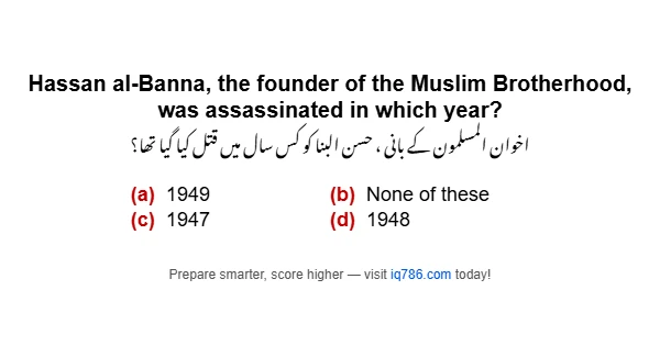 Hassan al-Banna, the founder of the Muslim Brotherhood, was assassinated in which year?