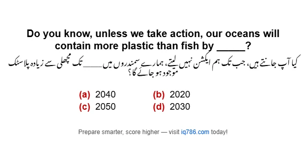 Do you know, unless we take action, our oceans will contain more plastic than fish by _____?