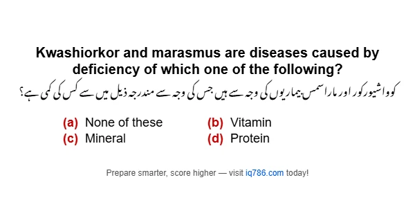 Kwashiorkor and marasmus are diseases caused by deficiency of which one of the following?