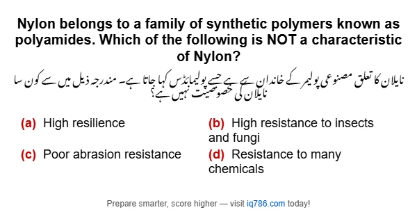 Nylon belongs to a family of synthetic polymers known as polyamides. Which of the following is NOT a characteristic of Nylon?