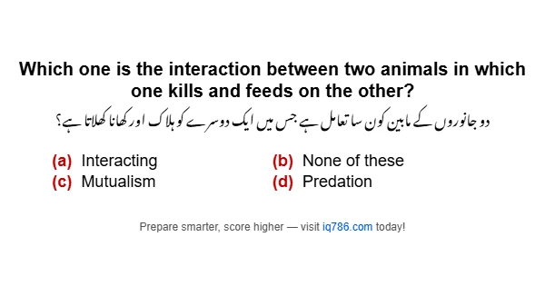 Which one is the interaction between two animals in which one kills and feeds on the other?