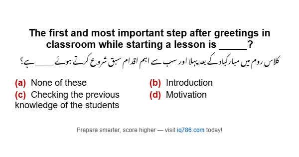 The first and most important step after greetings in classroom while starting a lesson is _____?