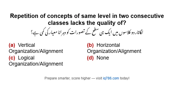 Repetition of concepts of same level in two consecutive classes lacks the quality of?